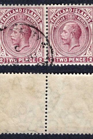 Falkland Is SG62a 2d Deep Reddish Purple Mult CA CDS Pair Cat 32 pounds