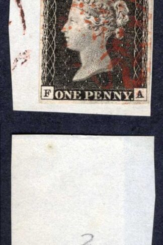 Penny Black (FA) plate 2 Fine Four Margin on piece