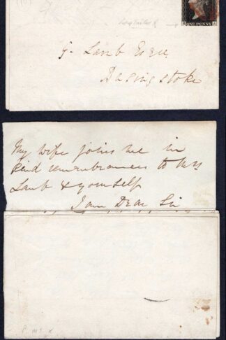 Penny Black (RA) Three margins PLATE 10 RED Cross on Cover Cat 1500 off cover
