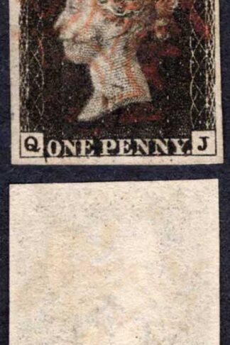 Penny Black (QJ) Plate 6 Four Margin Re-entry Black and Red Cancels
