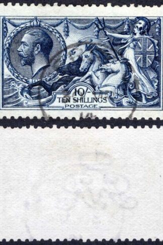 SG402 10/- Indigo-blue Waterlow 30th March 1914 CDS Cat 475 pounds