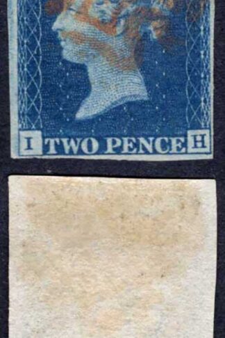 1840 2d Blue (IH) Plate 2 Red Maltese Cross just touched top left Cat 1750 pound