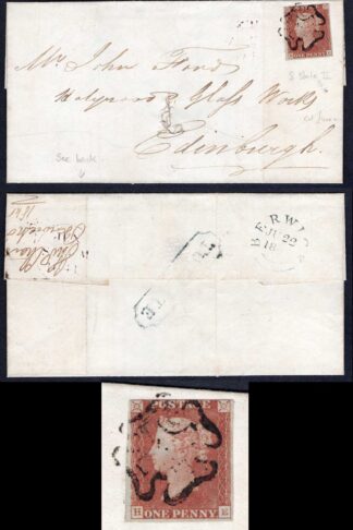 1841 Penny Red (HE) Plate 8 STATE II Three Margin on Cover