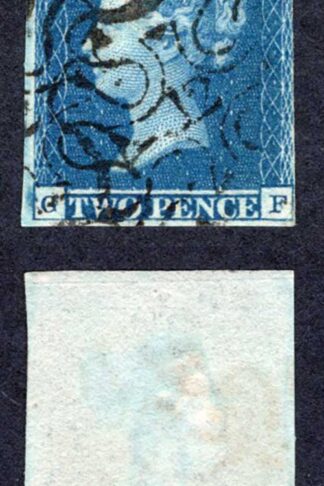 1841 2d Blue (GF) Fine 3 Margin with Fine 12 in Cross Cat 350