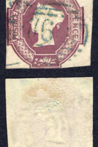 SG60 6d Embossed with a BLUE cancel