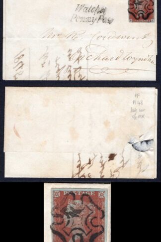 1841 Penny red (PF) Plate 48 On Cover with a Block Cross RARE