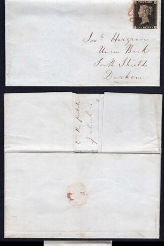 Penny Black (FD) Plate 3 on Cover 9th Feb 1841 LAST OFFICIAL DAY of the RED Cross