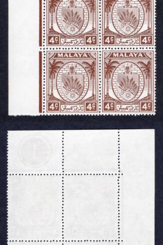 Malaya Negri Sembilan SG45 4c Brown Plate Block U/M