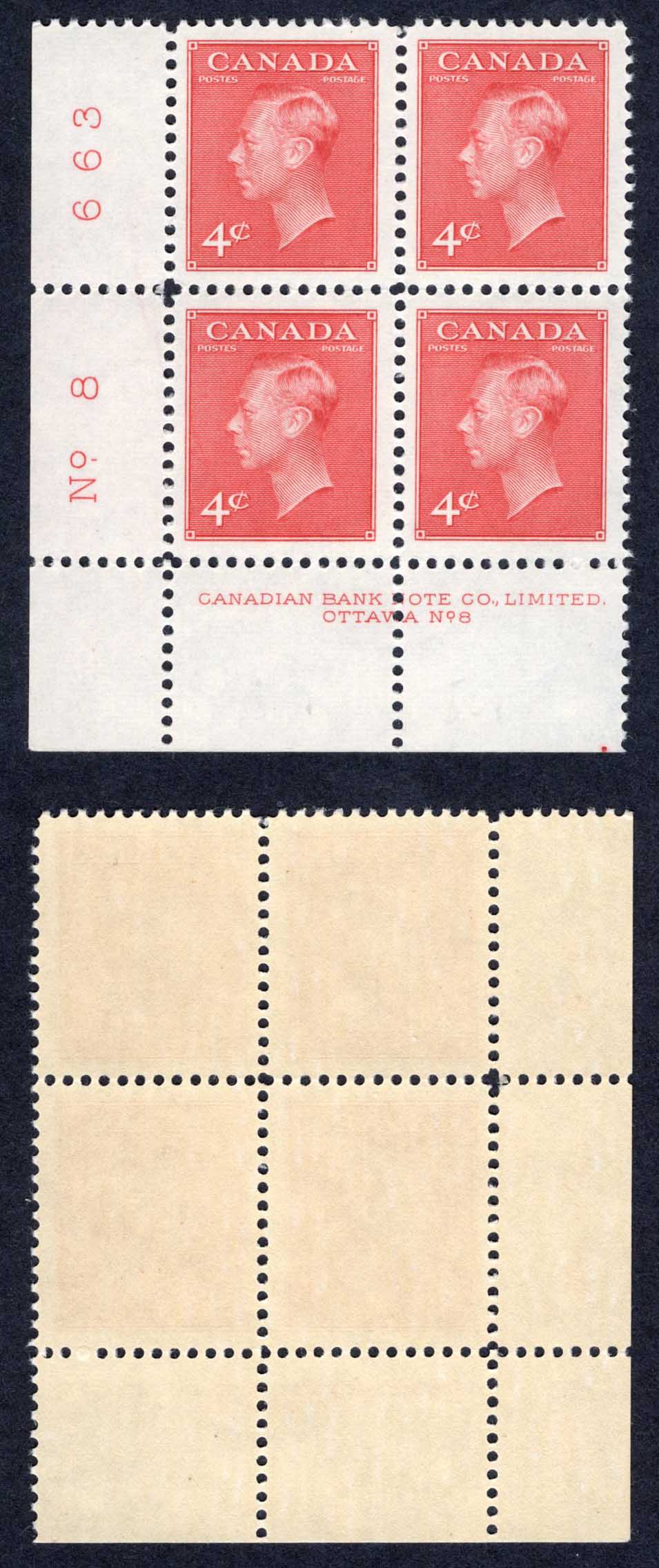 Canada SG417 4d Carmine-lake Plate 8 LL Block U/M