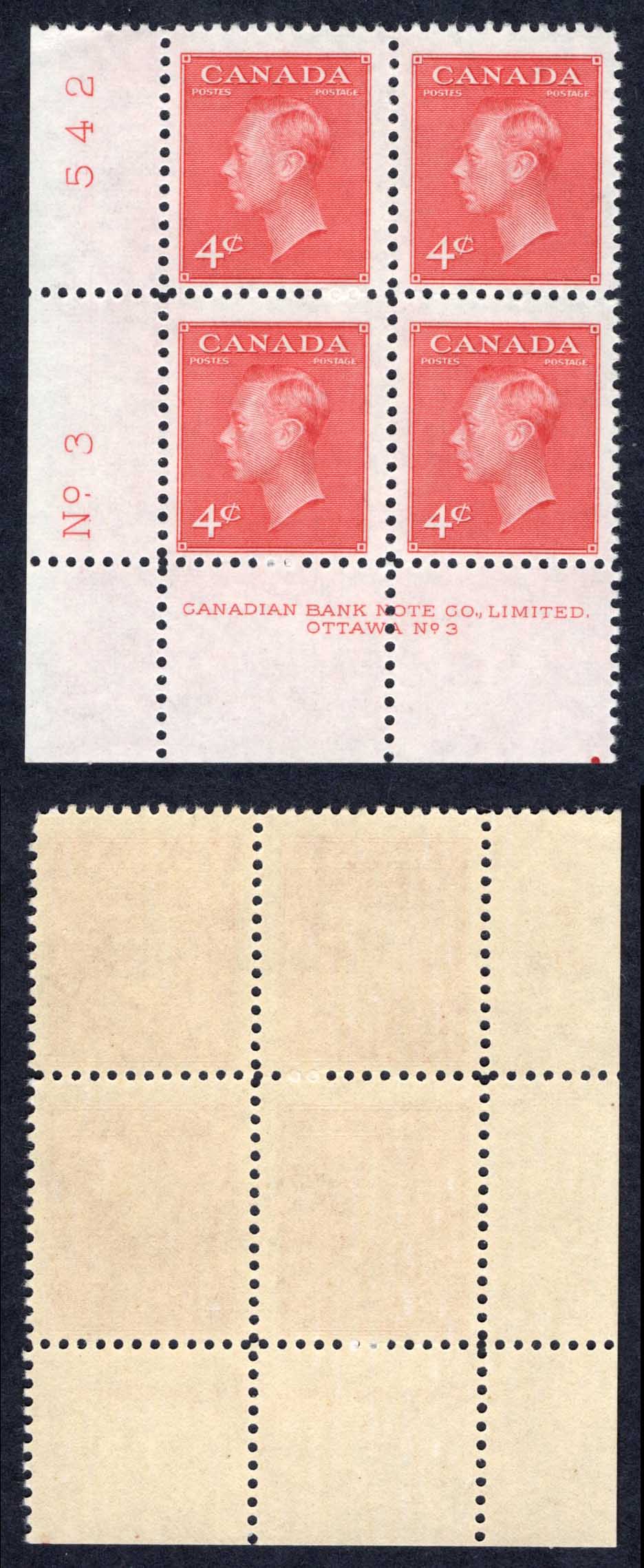 Canada SG417 4d Carmine-lake Plate 3 LL Block U/M