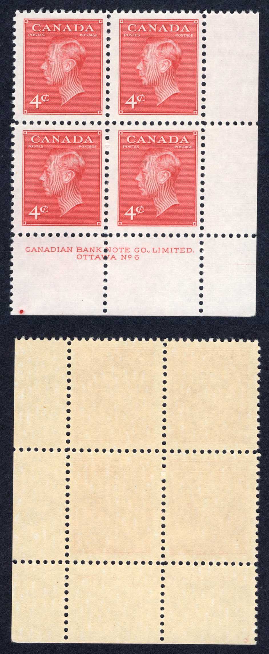Canada SG417 4d Carmine-lake Plate 6 LR Block U/M