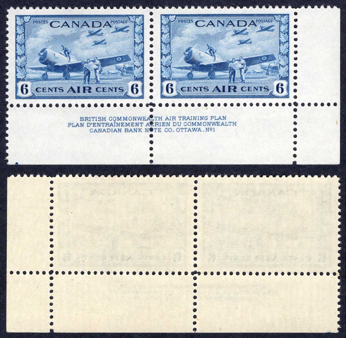 Canada SG399 6c Air Plate 1 LR PAIR U/M Cat 64 pounds