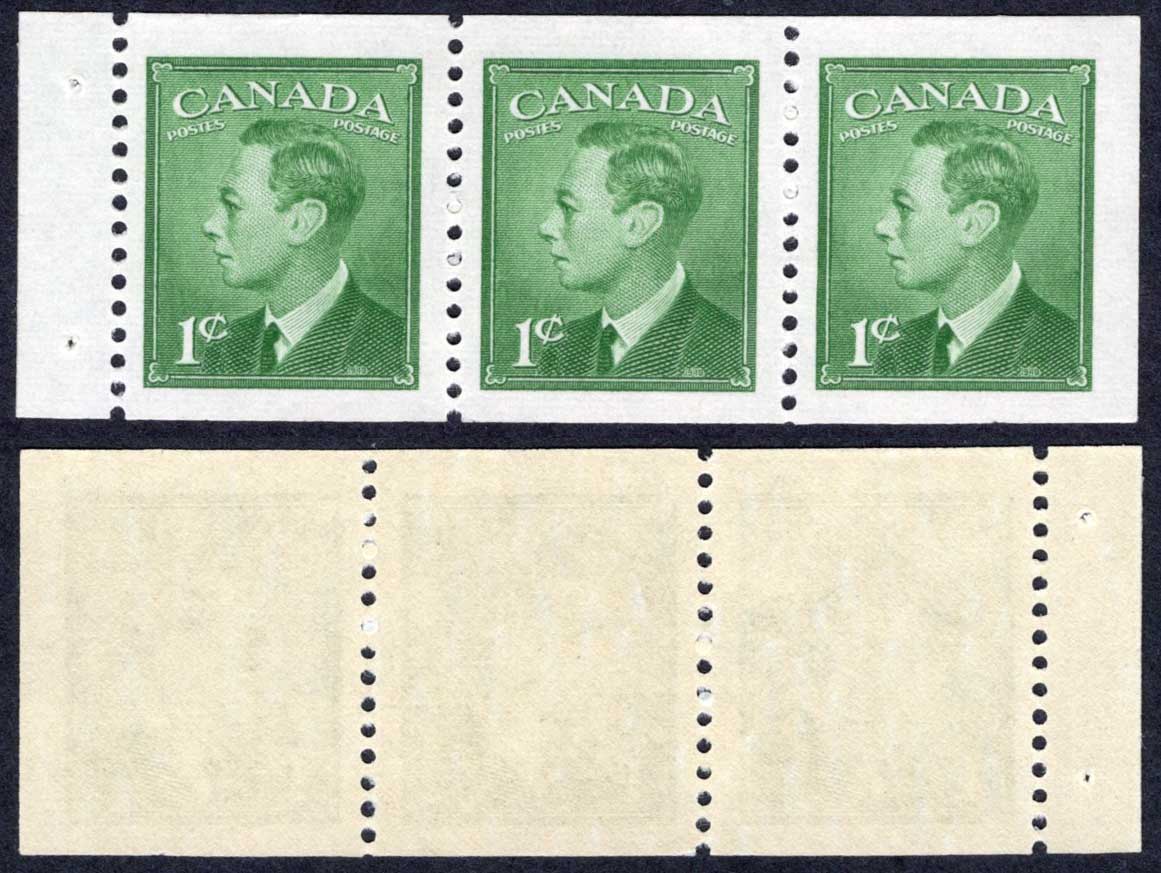 Canada SG442ba 1c Green Booklet Pane of 3 U/M Cat 4.50 pounds