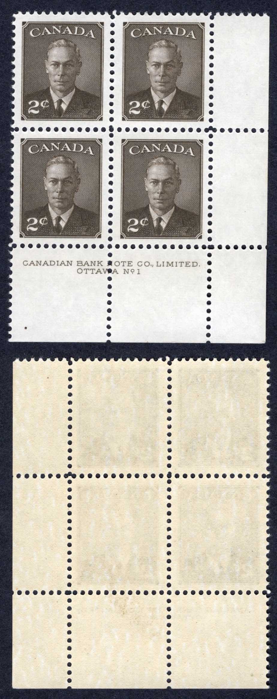 Canada SG425 2c Plate 1 LR Block U/M