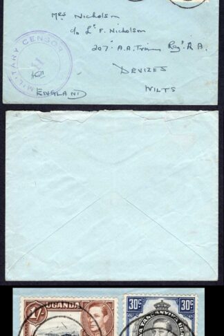 KUT EAF WWII SG141 and SG145 with Dumb Cancels on Military Censor 11 Cover