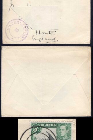 KUT EAF WWII 5c with Dumb Cancels on Military Censor 10 Cover