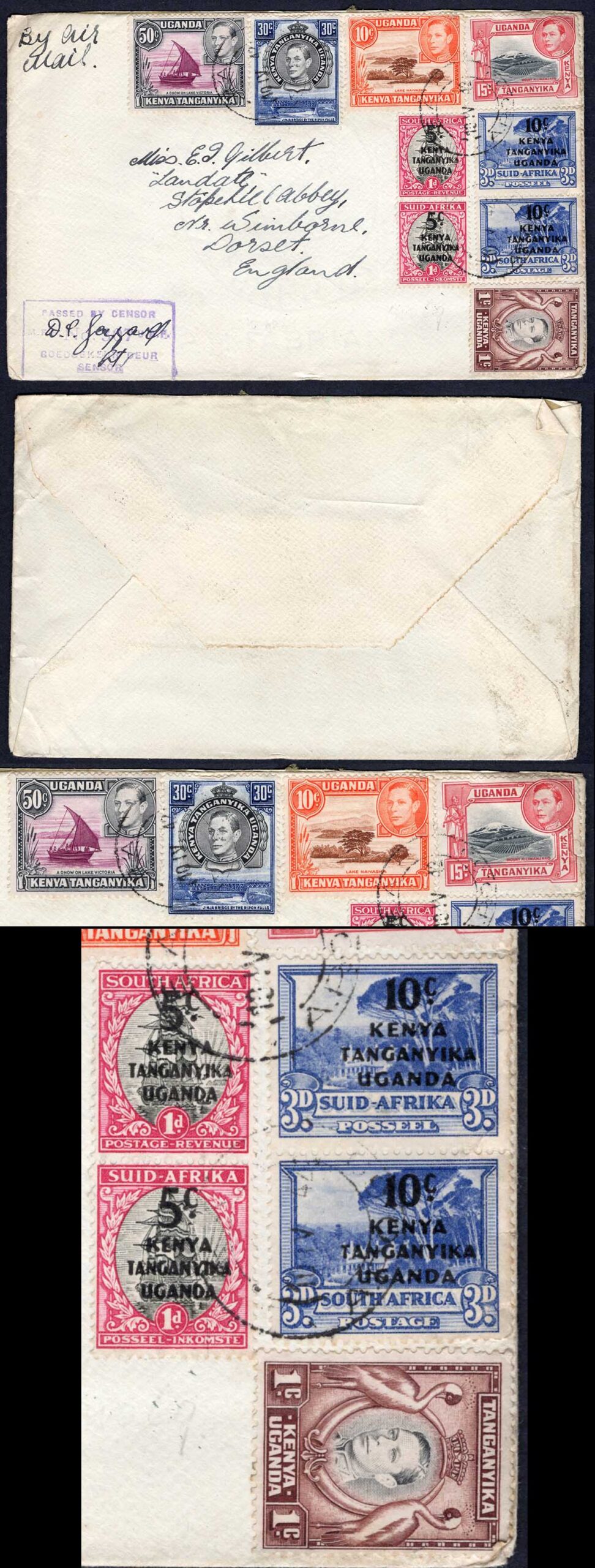KUT EAF WWII 1942 Censored Mixed Franking Cover to England