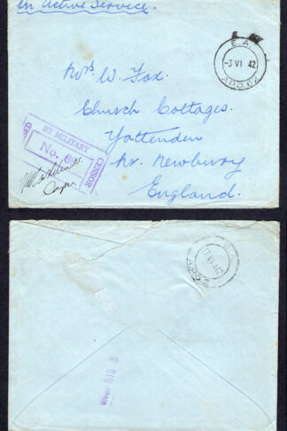 KUT EAF WWII 1942 On Active Service Stampless Censored Cover to England