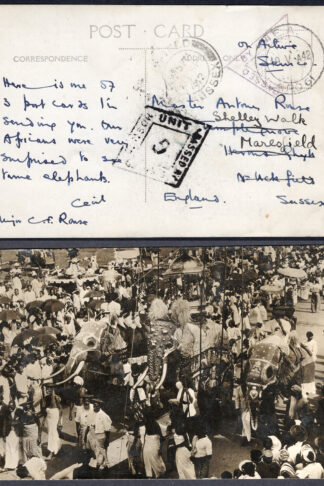 KUT EAF WWII 1942 Stampless Censored Postcard to England