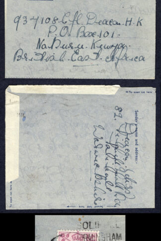 KUT EAF WWII 1943 GB 6d on Airletter to British East Africa