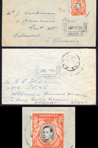 KUT EAF WWII 1940 20c on Censored cover to S Rhodesia
