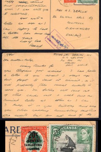 KUT EAF WWII 1941 Censored Postcard to the UK