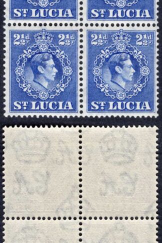 St Lucia SG132 2 1/2d Ultramarine Perf 14.5 x 14 (2 x U/M) Cat 36 pounds