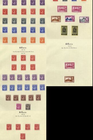 St Lucia SG128/41 KGVI Set inc Perf types and Shades (79) Fresh M/M Cat 236.25