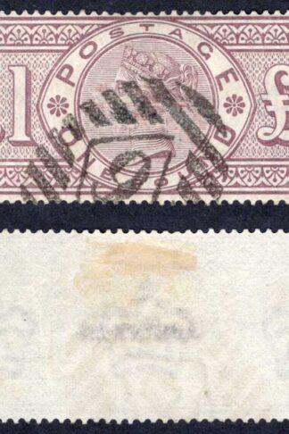 SG185 One Pound Brown-Lilac Wmk Crowns Great Colour SPECIMEN REMOVED