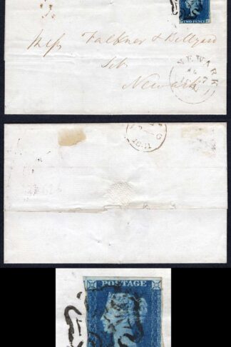 1840 2d Blue (RC) Plate 2 three margins Cat 3000 pounds