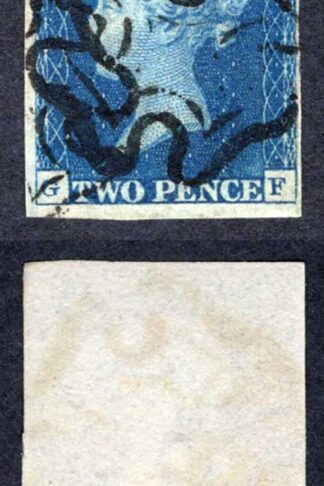 1840 2d Blue (GF) Plate 2 Four Margin Cat 1000 pounds