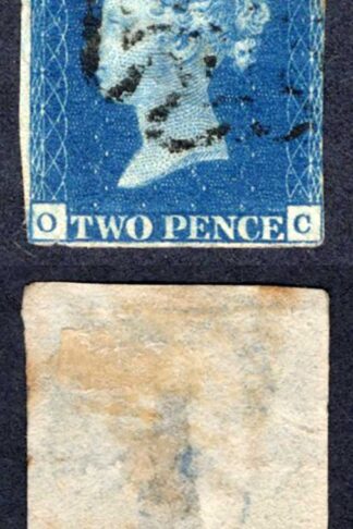 1840 2d Blue (OC) Plate 2 Heavy Thin and scissor cut Cat 1000 pounds