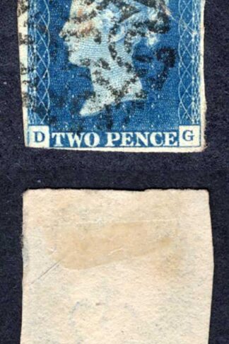 1840 2d Blue (DG) Plate 2 Cuts in the middle of the stamp Cat 1000 pounds
