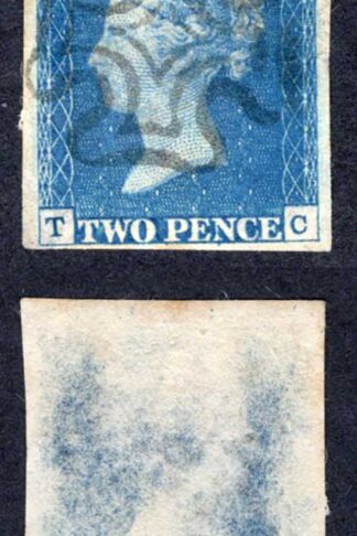 1840 2d Blue (TC) Plate 1 (Heavey Thin) Cat 950 pounds