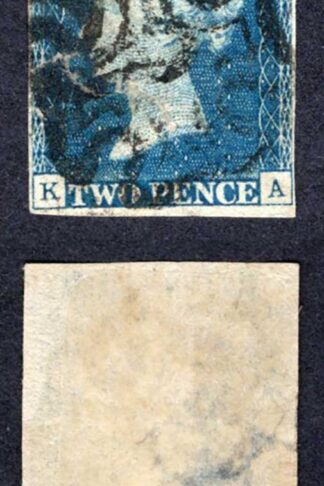 1840 2d Blue (KA) Plate 1 (thin) Cat 950 pounds