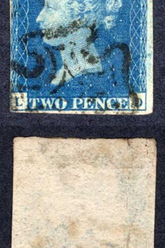 1840 2d Blue (LD) Plate 2 Vertical Crease just 4 margin Cat 1000 pounds