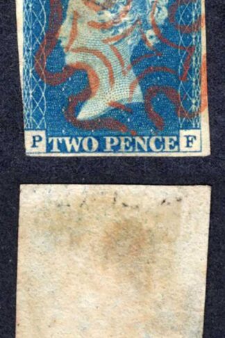 1840 2d Blue (PF) Plate 1 (Thinned) Attractive Red Cross Cat 1250 pounds