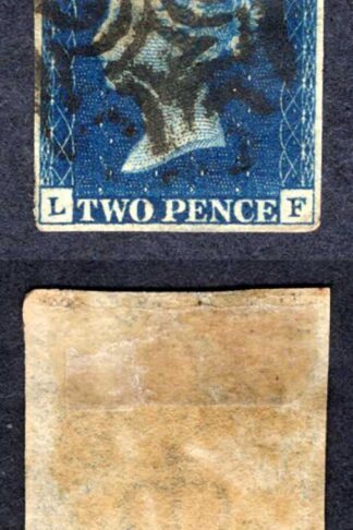 1840 2d Deep Blue (LF) Plate 1 Four Margins Cat 975 pounds