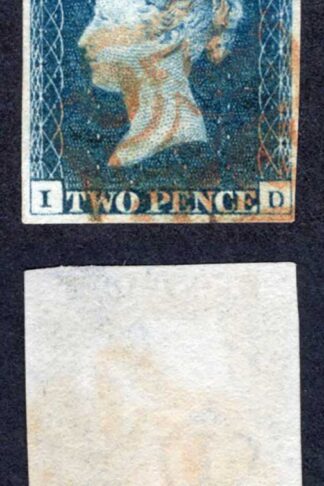 1840 2d STEEL Blue (ID) Plate 1 Fine Four Margin Red Cross Cat 1900 pounds