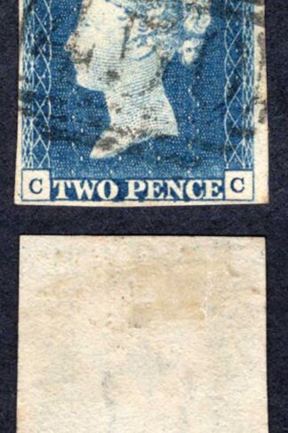 1840 2d Blue (CC) Plate 1 with Leighton 1844 Four margin Cat 1500 pounds