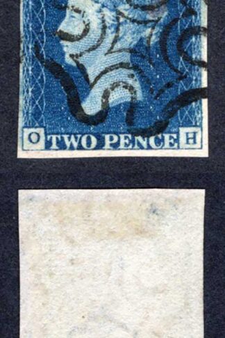 1840 2d Blue (OH) Plate 1 Black Cross SUPERB Four Margins Cat 975 pounds