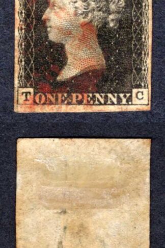 Penny Black (TC) Plate 5 Four margins (creased)