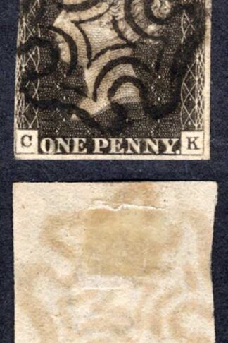 Penny Black (CK) Plate 9 Double letter 3 Margins Fine Black Cross Cat 550 Pounds