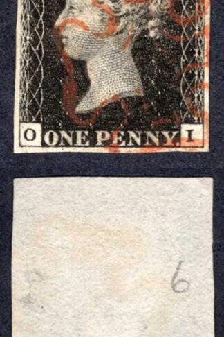 Penny Black (OI) Plate 6 Fine Four Margins