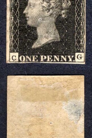Penny Black (CG) Plate 8 Four margin Thin and pin hole