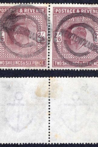 KEVII SG316 2/6d Dull red-purple Somerset House PAIR Cat 280 pounds