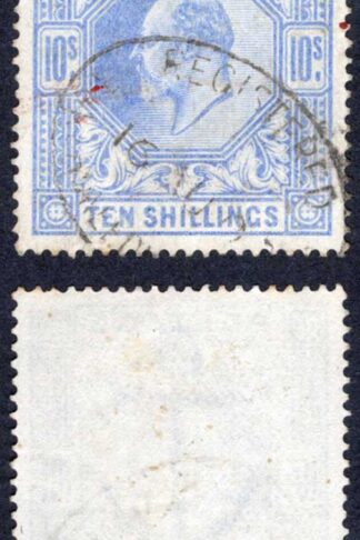 KEVII SG265 10/- Ultramarine DLR (red in at top) Cat 350 pounds