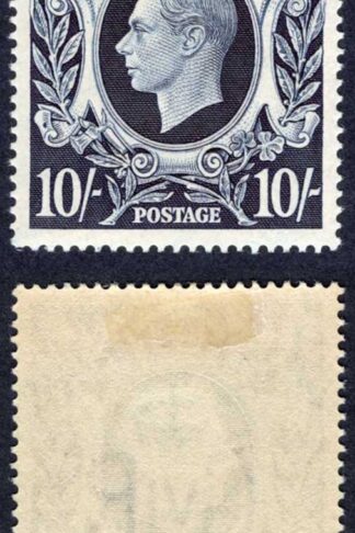 SG478ab 10/- Dark Blue Variety Blot on Scroll M/M Cat 275 pounds