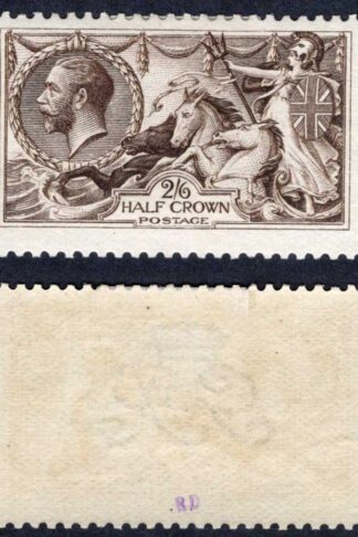 SG399 2/6d Deep sepia- brown Waterlow Seahorse M/M Cat 350 pounds