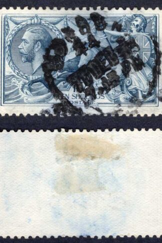 SG417 10/- Dull Grey-Blue Bradbury Seahorse Cat 120 pounds
